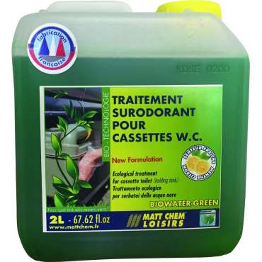 Traitement surodorant BIOWATER GREEN MATT CHEM pour cassette WC eaux noires  2 L