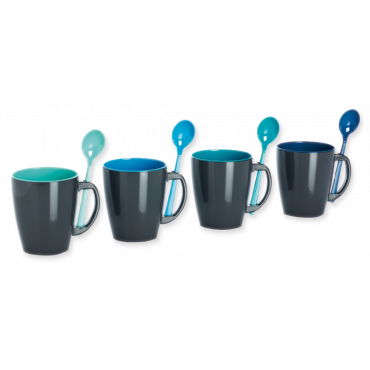 Set de 4 mugs Gris et bleu